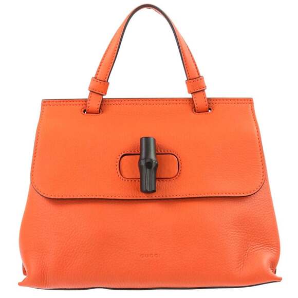 Gucci Handbags - GUCCI Orange Bamboo Shoulder Bag